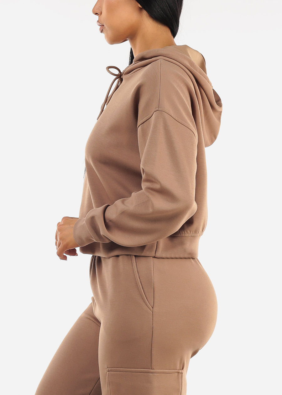 Long Sleeve Pullover Hoody Light Brown