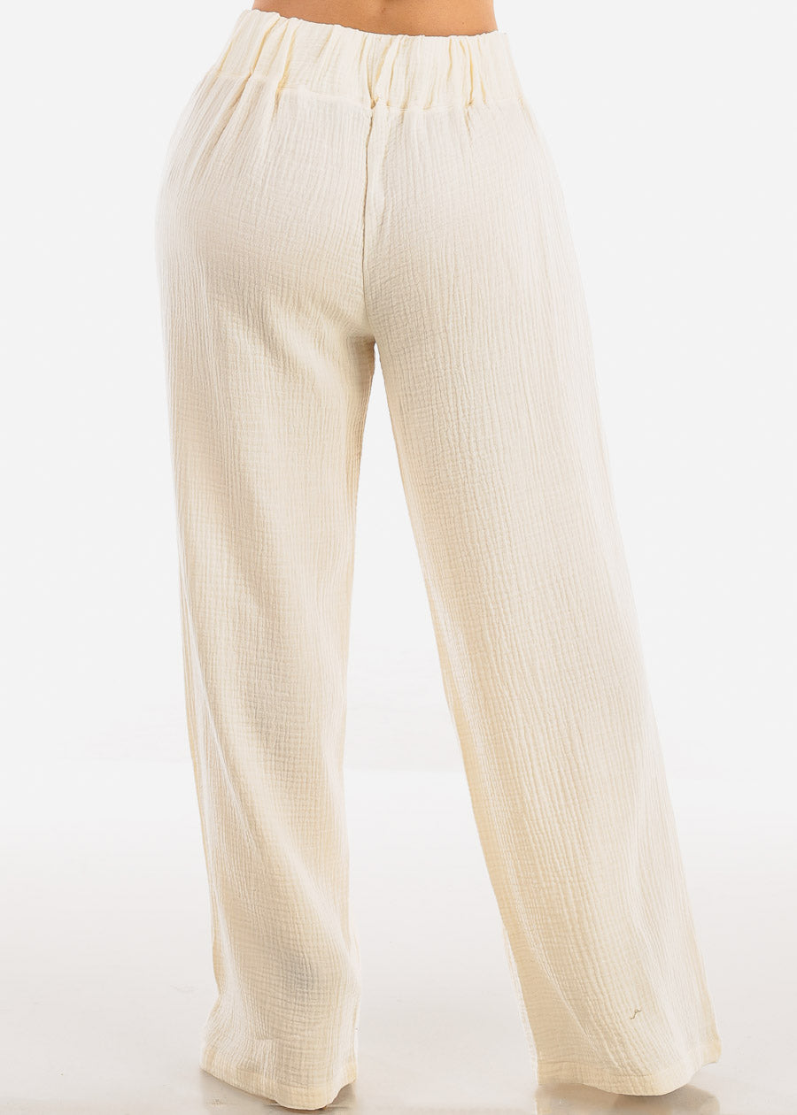 Super High Waist Wide Legged Cotton Pants