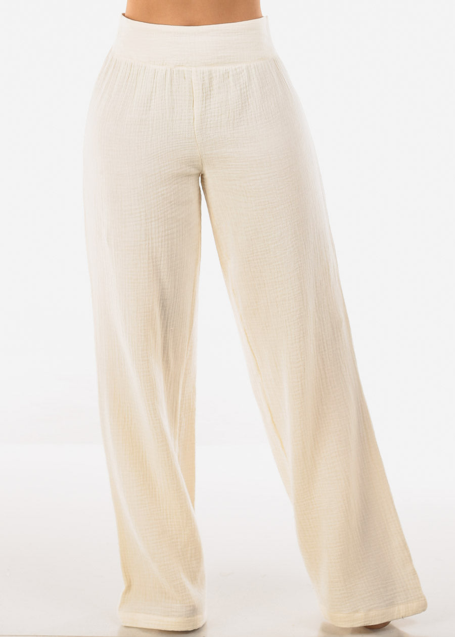 Super High Waist Wide Legged Cotton Pants