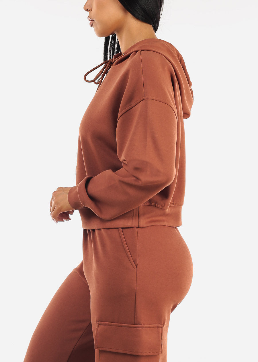 Long Sleeve Pullover Hoody Brown