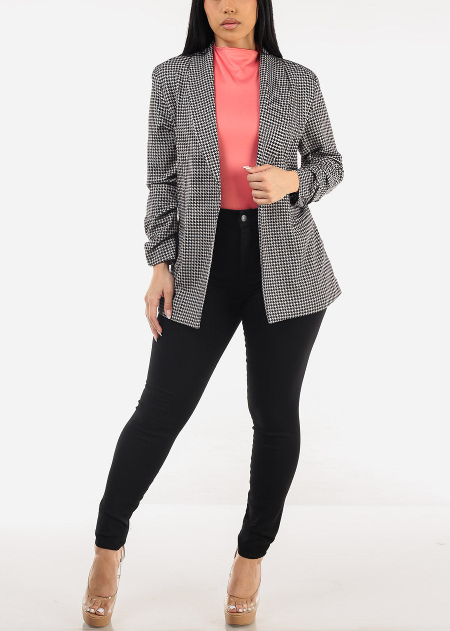 Quarter Sleeve Printed Formal Blazer B&W