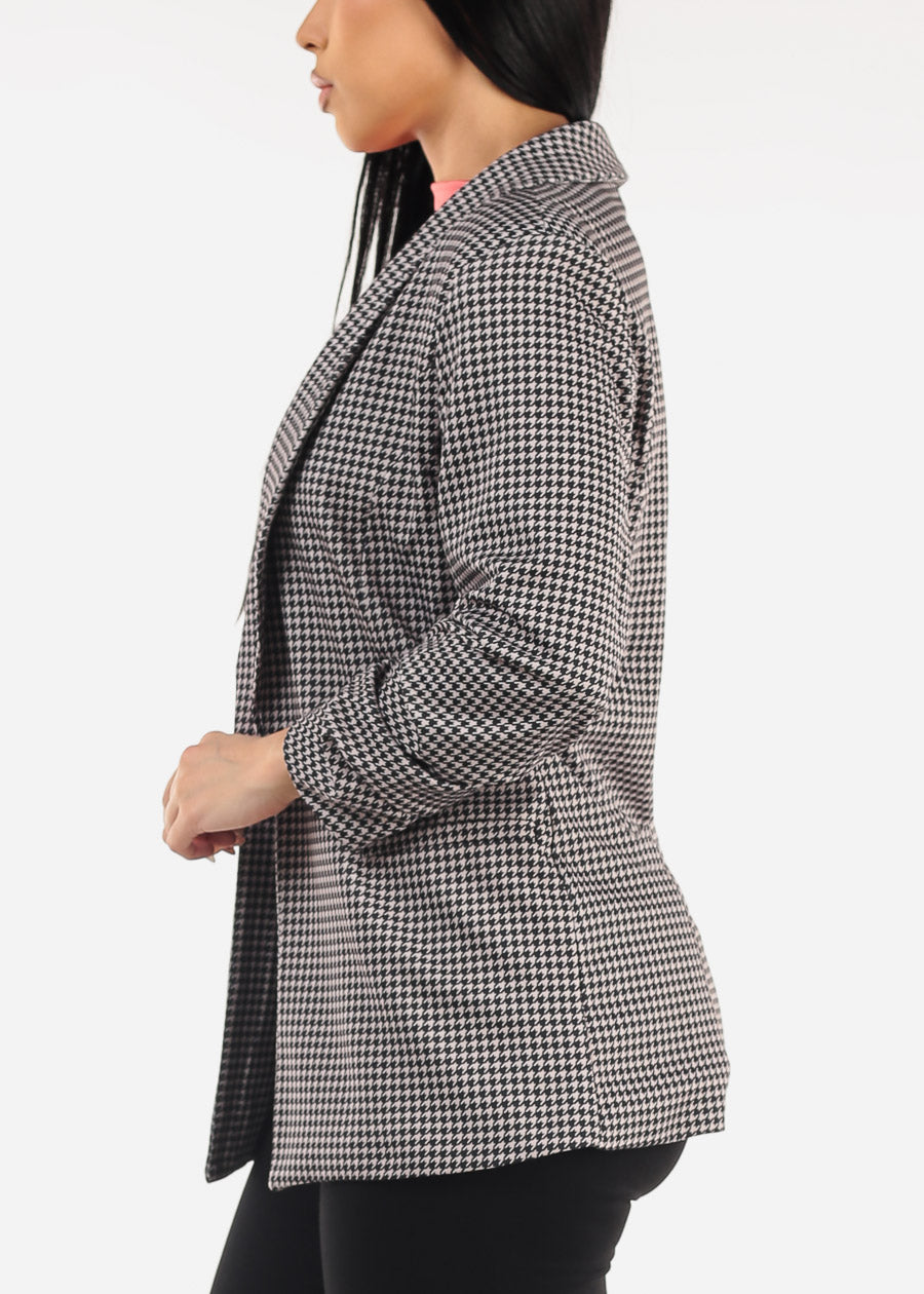 Quarter Sleeve Printed Formal Blazer B&W