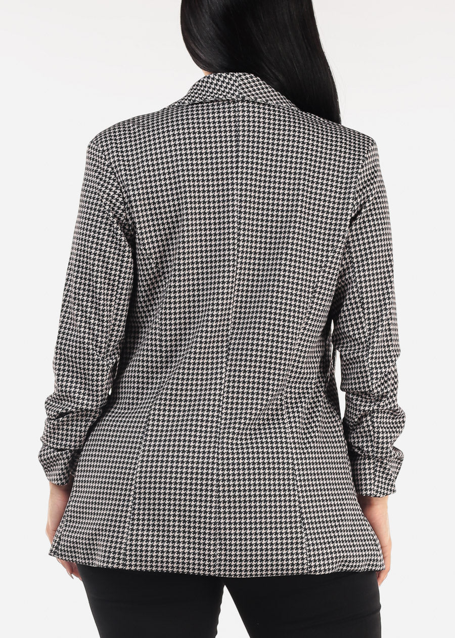 Quarter Sleeve Printed Formal Blazer B&W