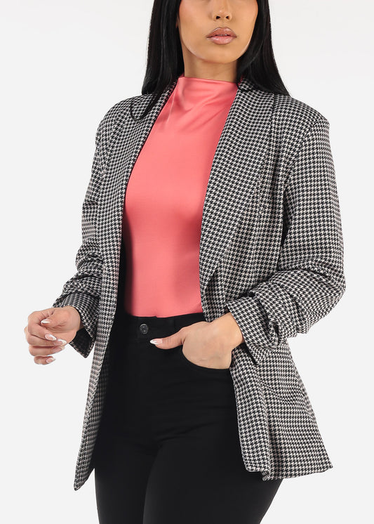 Quarter Sleeve Printed Formal Blazer B&W