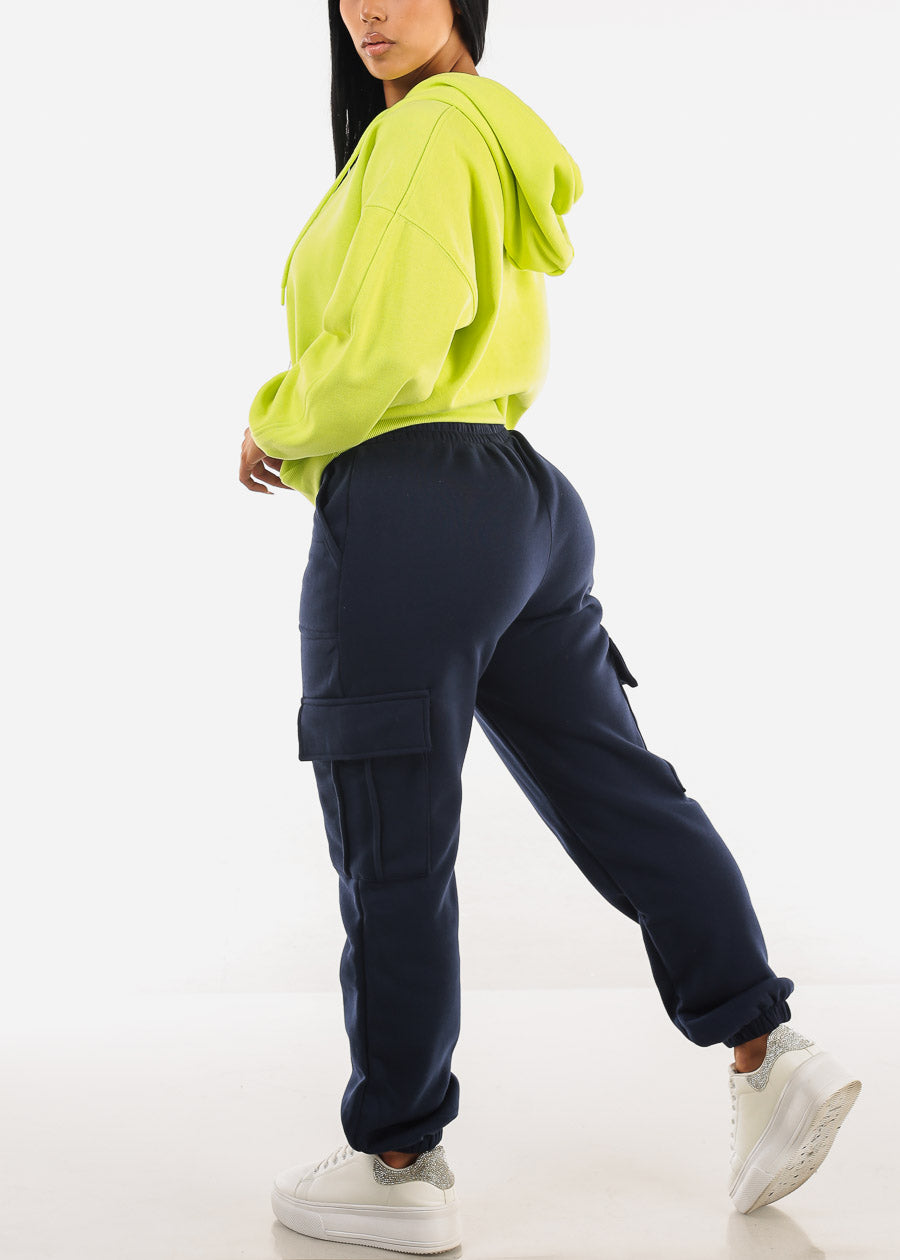 High Waist Cargo Sweatpants Navy