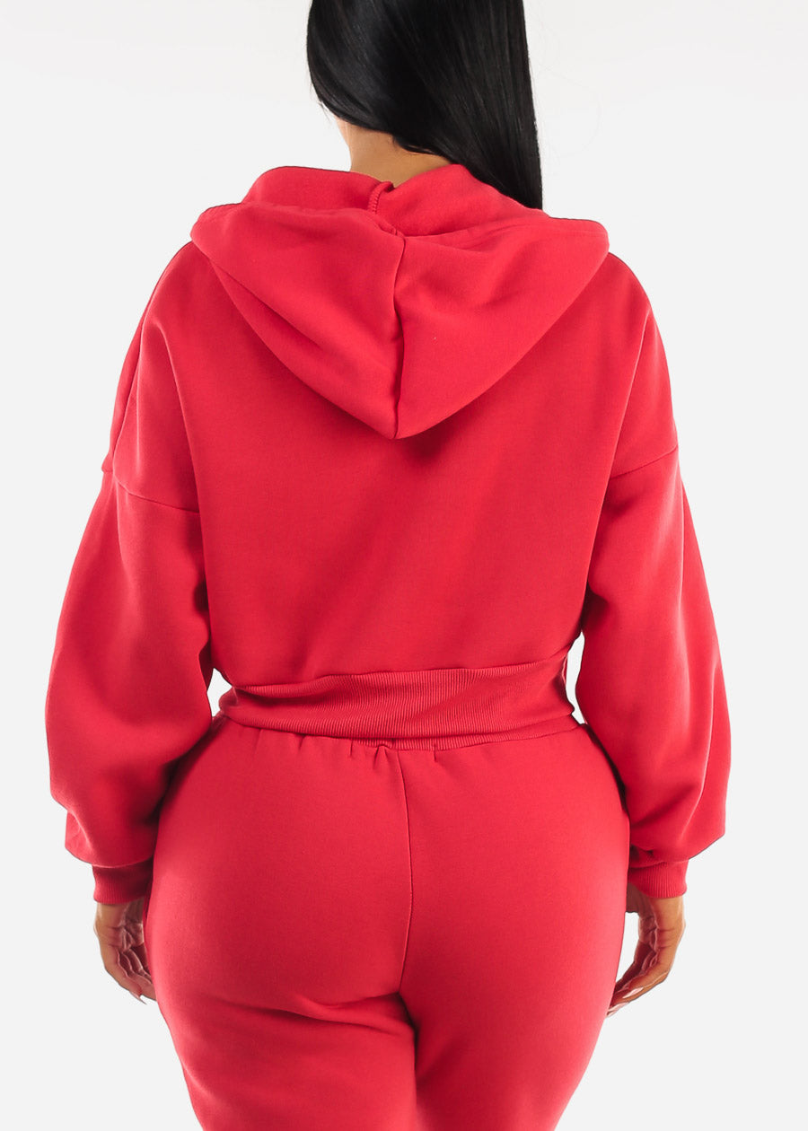 Red Fleece Zip Up Hoody 