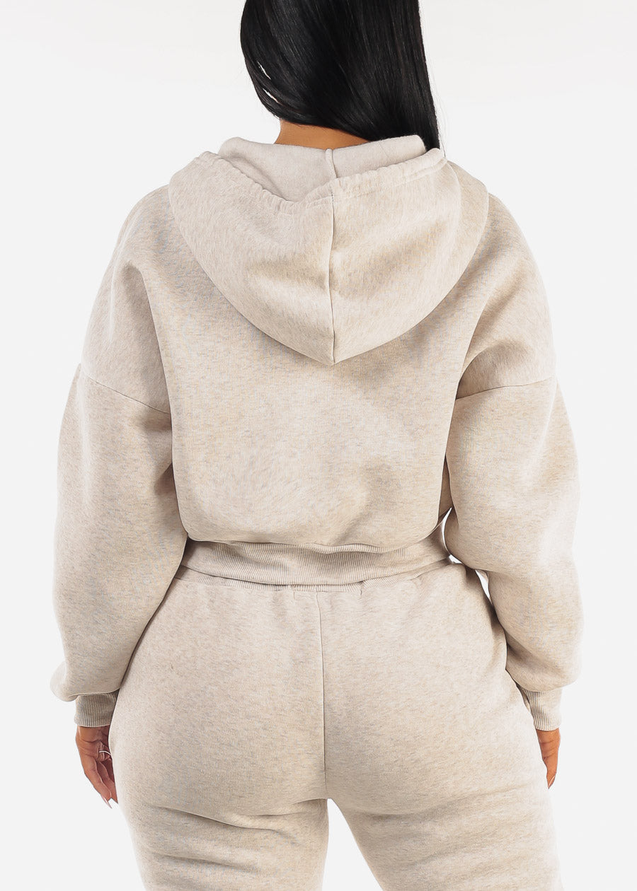 Oatmeal Fleece Zip Up Hoody