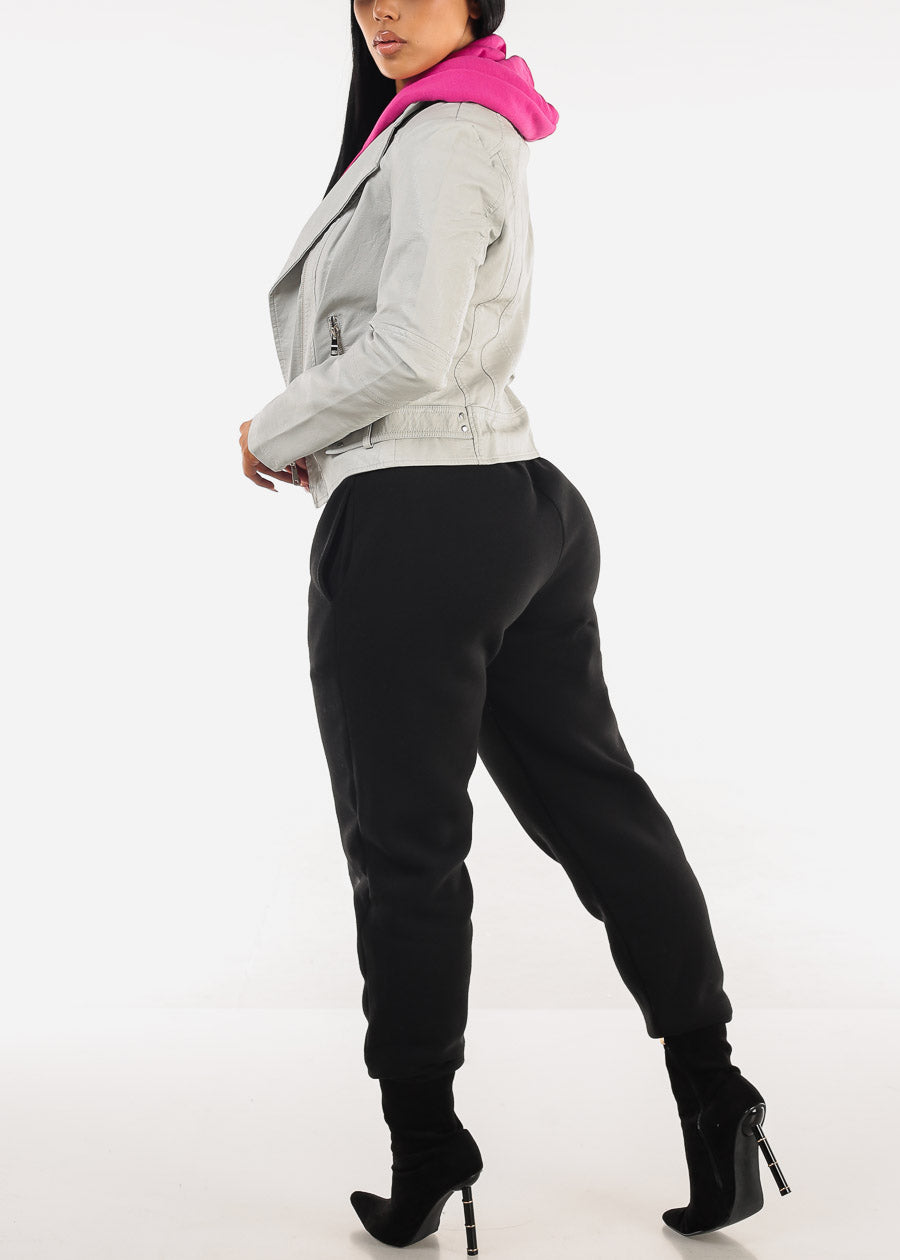 Black Fleece Drawstring Joggers w Pockets