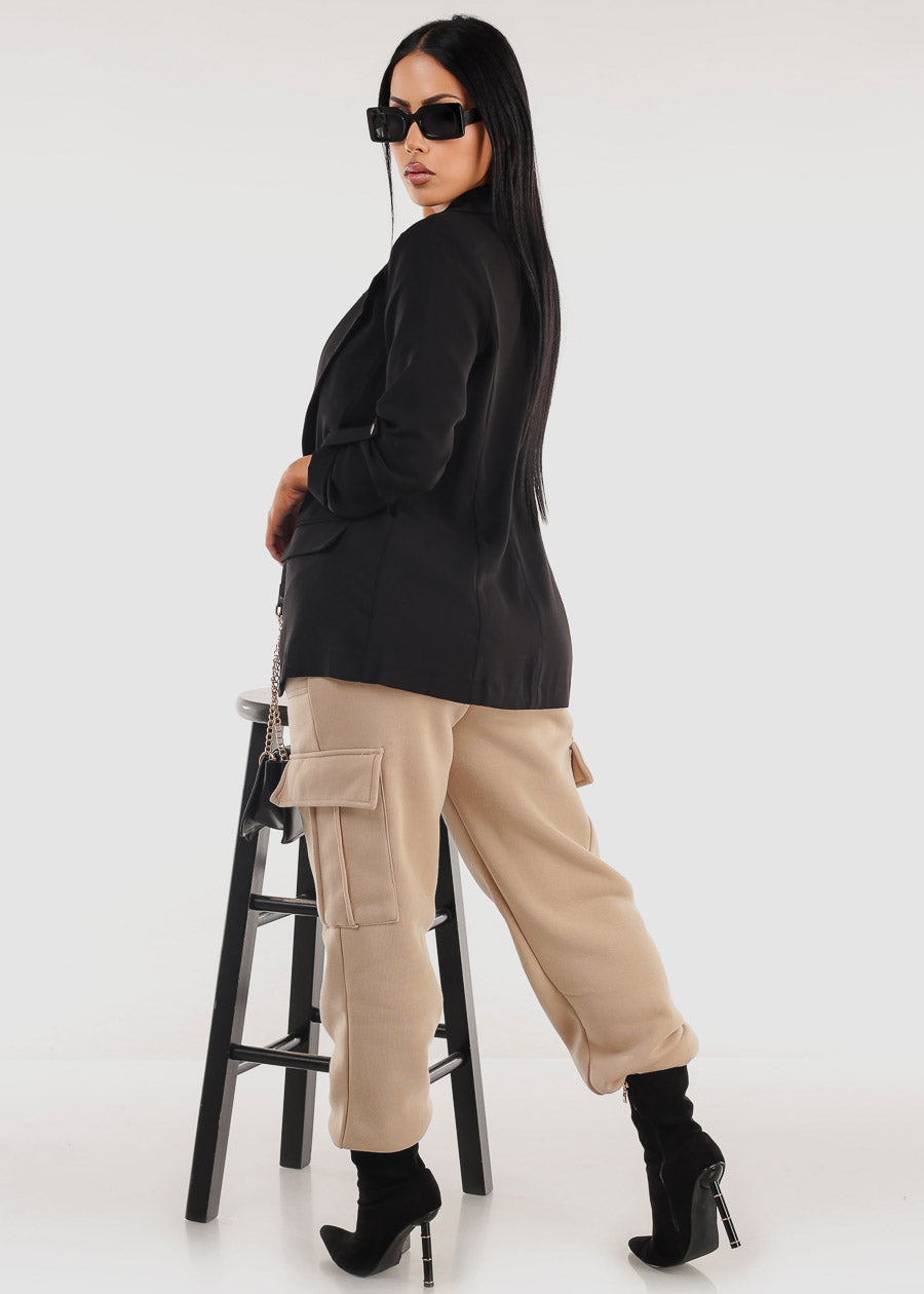 High Waist Cargo Sweatpants Beige