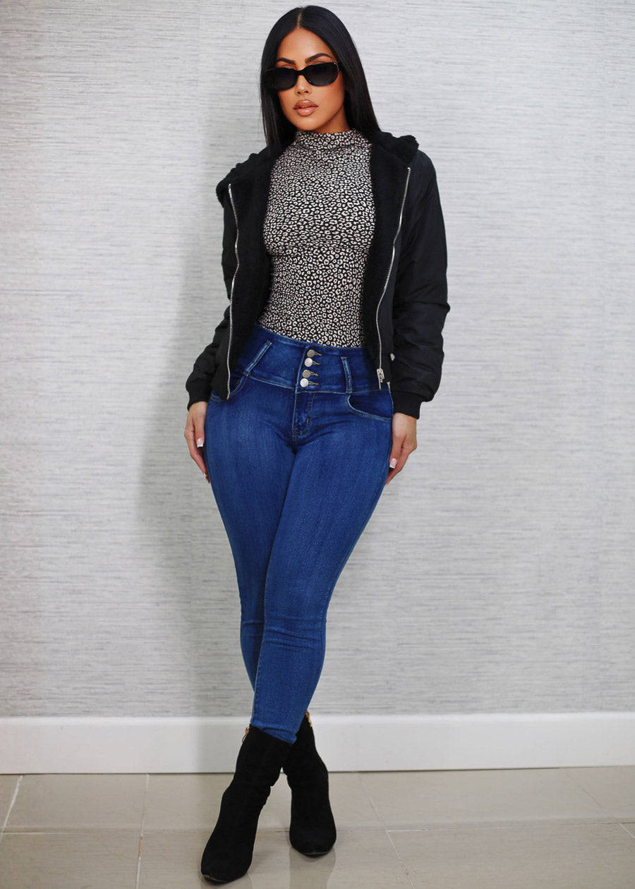 Reversible Sherpa Zip Up Jacket Black w Hoodie