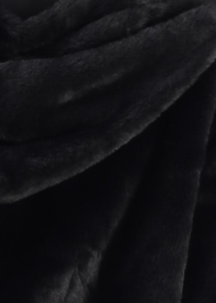 Reversible Faux Fur Zip Up Jacket Black w Hoodie