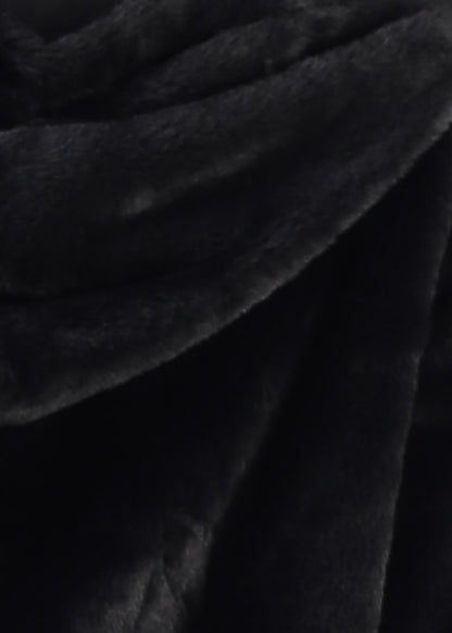 Reversible Faux Fur Zip Up Jacket Black w Hoodie