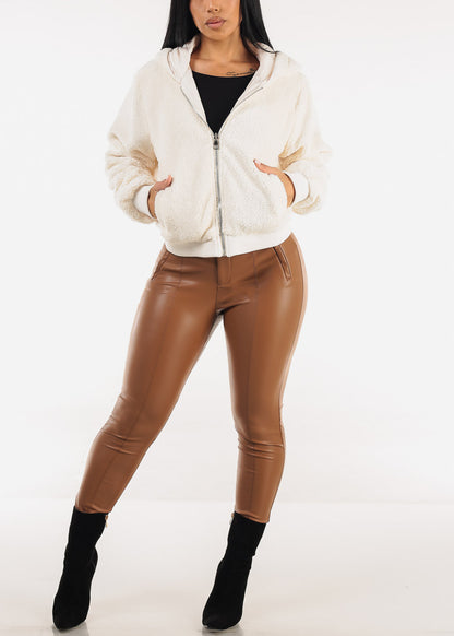 Reversible Sherpa Zip Up Jacket White w Hoodie