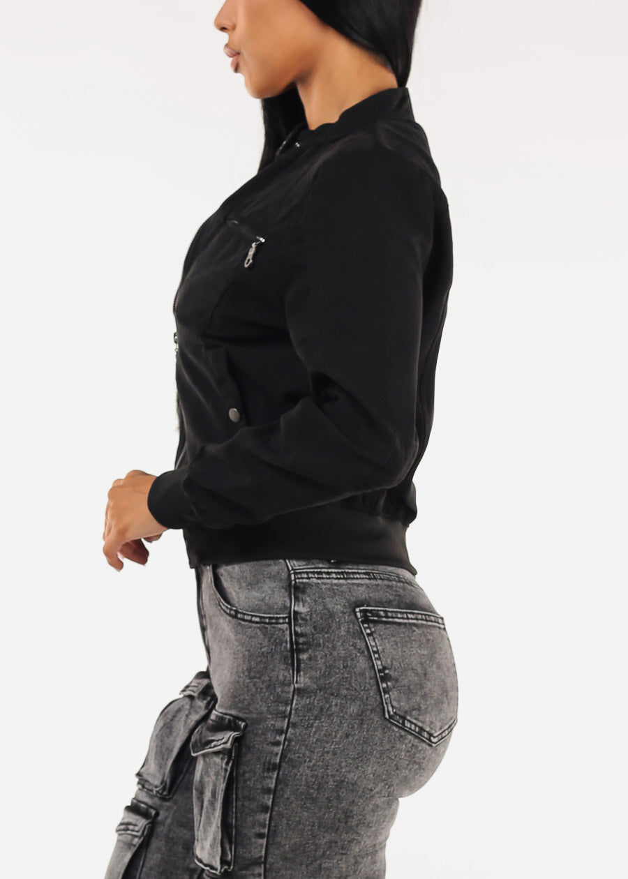 Long Sleeve Zip Up Jacket Black