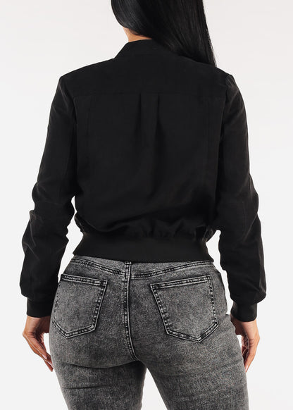 Long Sleeve Zip Up Jacket Black