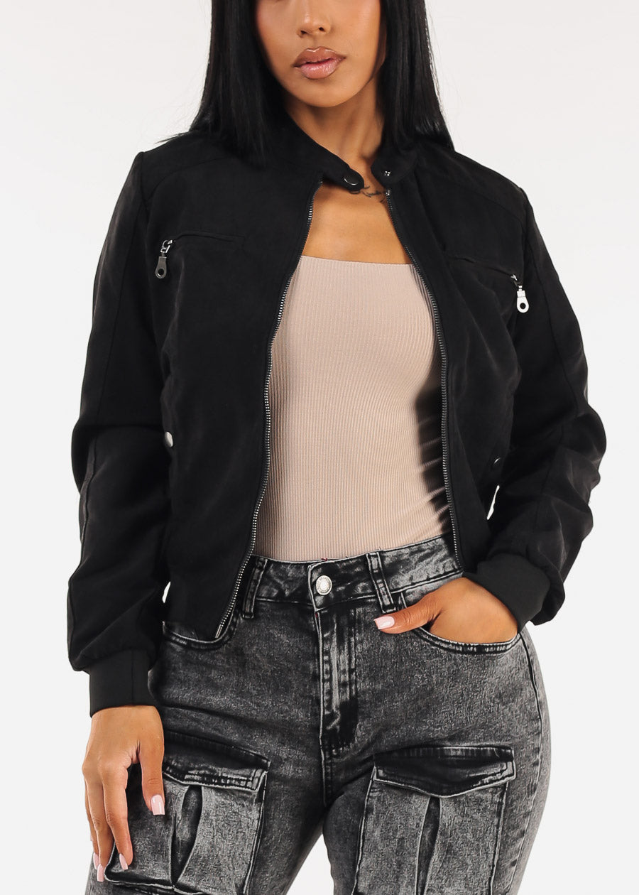 Long Sleeve Zip Up Jacket Black