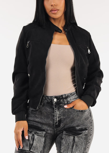 Long Sleeve Zip Up Jacket Black