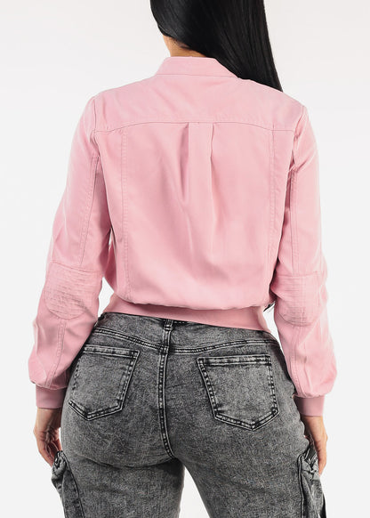 Long Sleeve Zip Up Jacket Pink