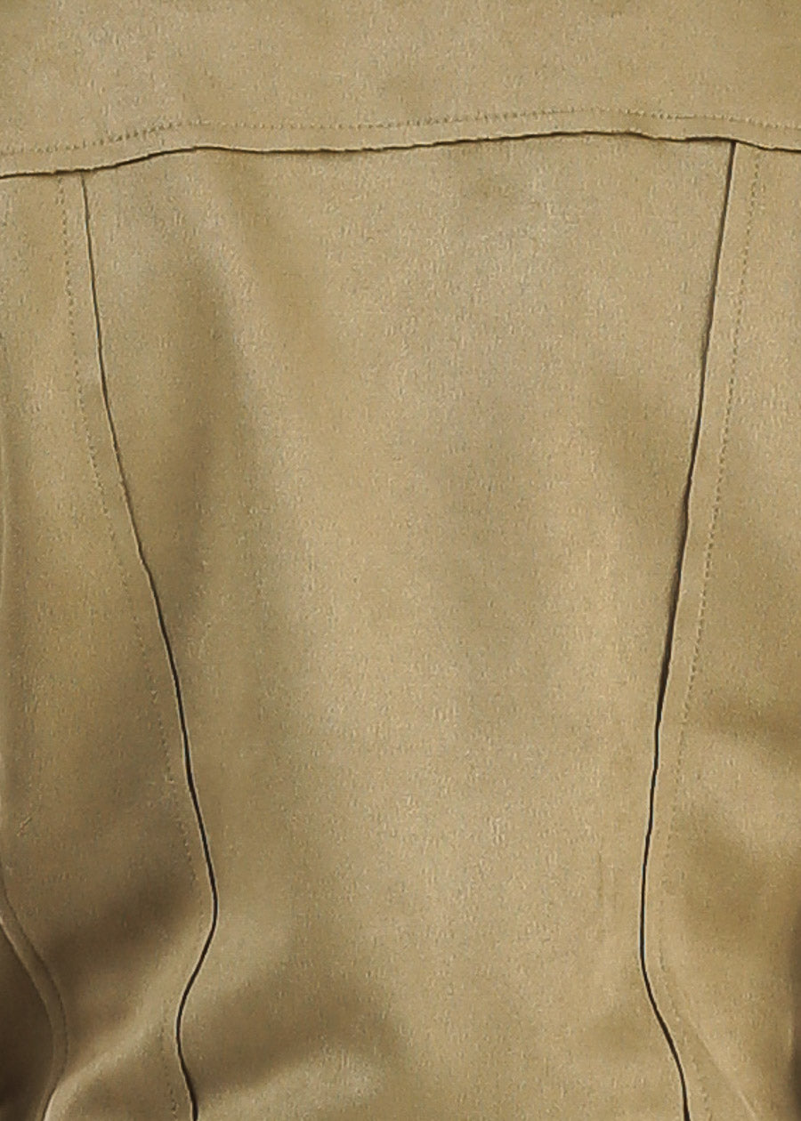 Zip Up Long Sleeve Faux Suede Moto Jacket Olive