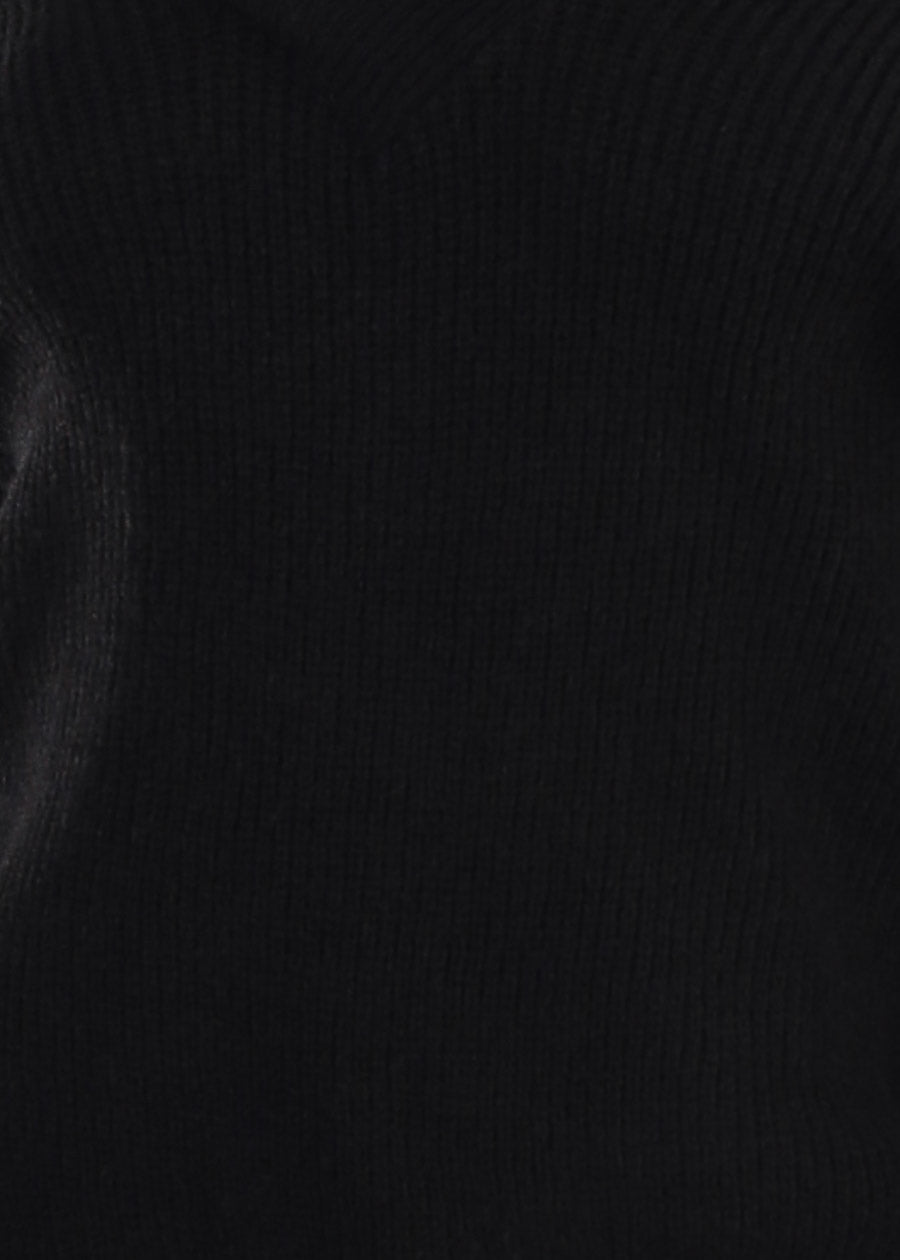 Long Sleeve Vneck Knitted Sweater Black
