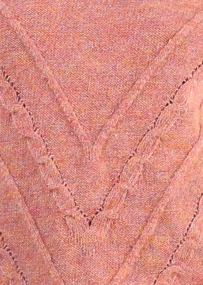 Vneck Long Sleeve Knitted Sweater Rose