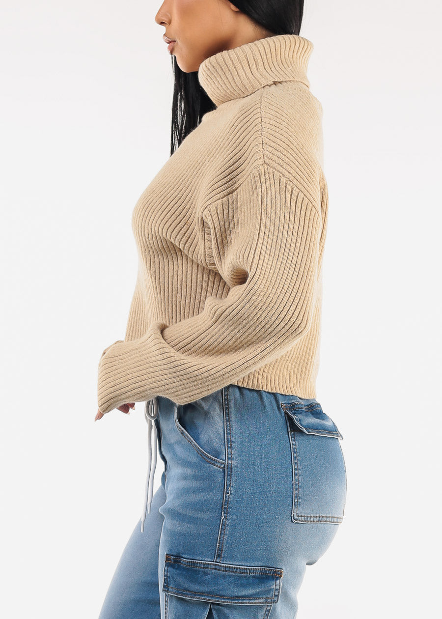 Long Sleeve Turtleneck Sweater Oatmeal