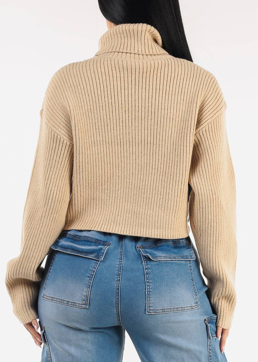 Long Sleeve Turtleneck Sweater Oatmeal