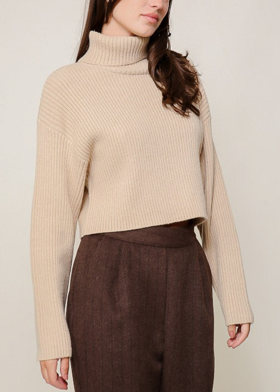 Long Sleeve Turtleneck Sweater Oatmeal