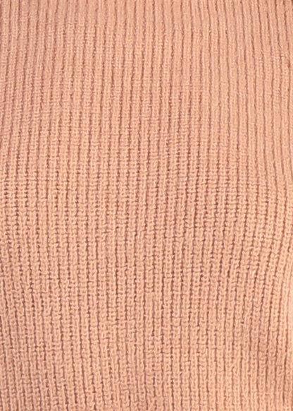 Long Sleeve Turtleneck Rib Knitted Sweater Blush