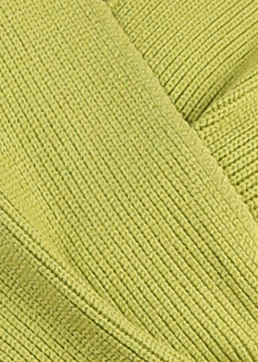 Long Sleeve Surplice Knit Sweater Lime