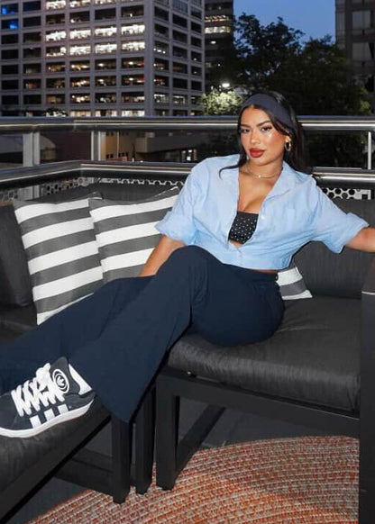 Butt Lifting High Waist Dressy Bootcut Pants Navy