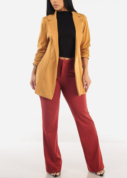 Butt Lifting High Waist Dressy Bootcut Pants Rust