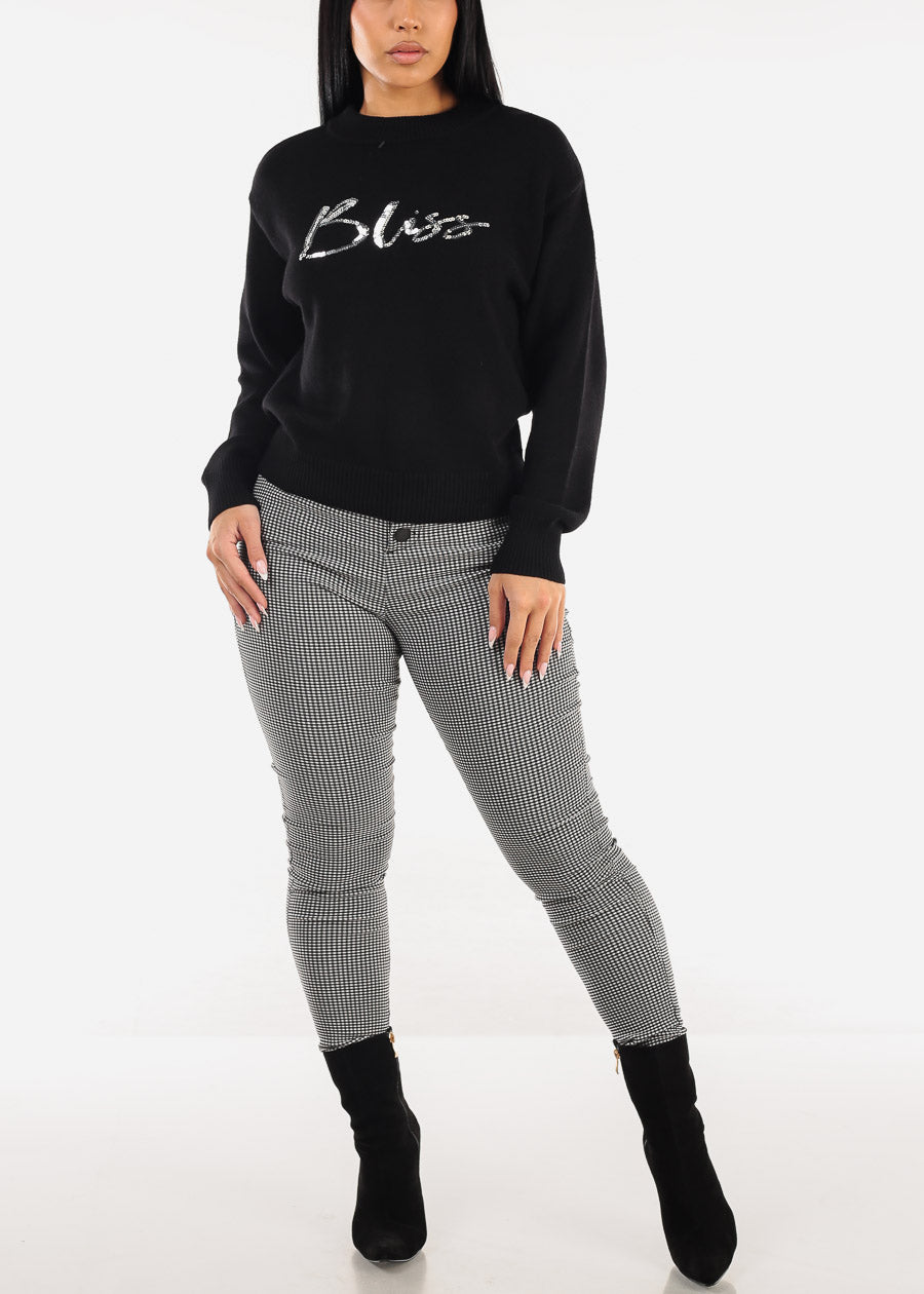 Black Long Sleeve Knitted Sweater "Bliss"