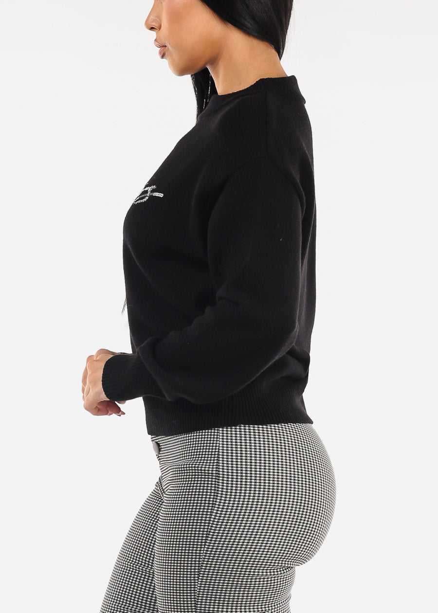 Black Long Sleeve Knitted Sweater "Bliss"