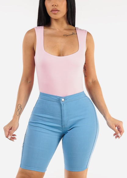 Sleeveless Wide Neck Bodysuit Light Pink