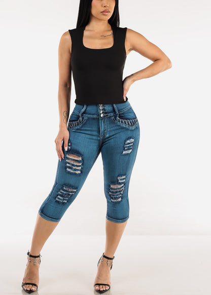 Sleeveless Square Neck Ribbed Top Black