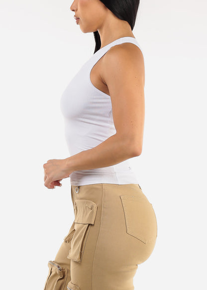 White Sleeveless Stretch Racerback Top