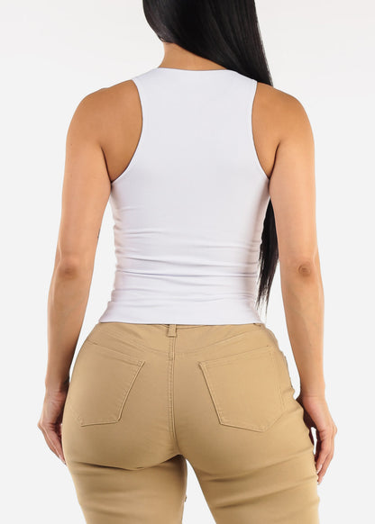 White Sleeveless Stretch Racerback Top