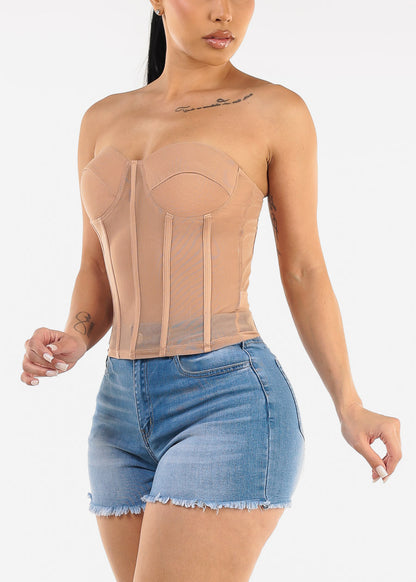 Sweetheart Neckline Corset Top Nude