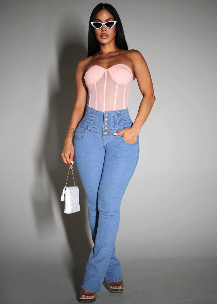Sweetheart Neckline Corset Top Light Pink