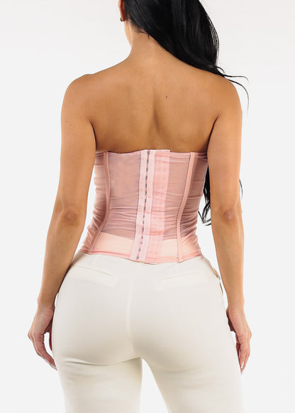 Sweetheart Neckline Corset Top Light Pink