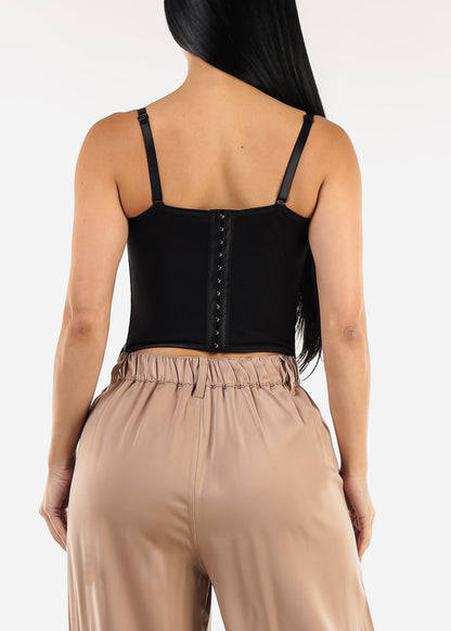 Sweetheart Neckline Floral Lace Corset Top Black