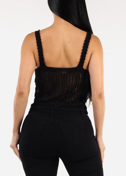 Sleeveless Crochet Top Black