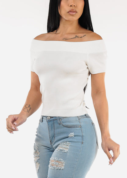 Off Shoulder Stretchy White Top