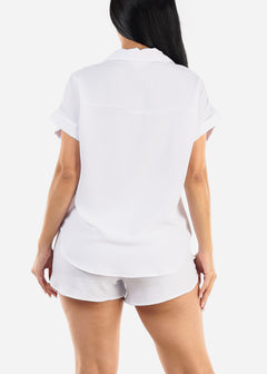 White Short Sleeve Shirt & Shorts (2 PCE SET)