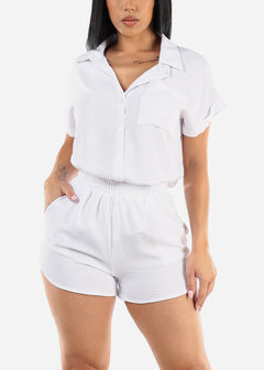 White Short Sleeve Shirt & Shorts (2 PCE SET)