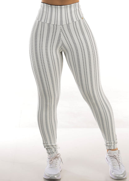 MADE IN BRAZIL Butt Lift Scrunch Leggings Printed Ivory
