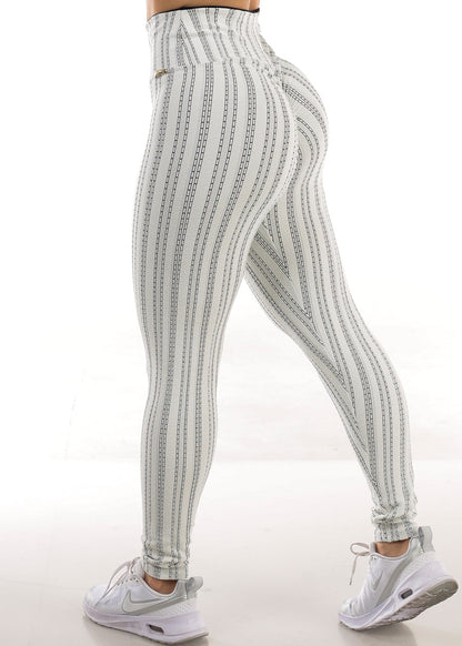 MADE IN BRAZIL Butt Lift Scrunch Leggings Printed Ivory
