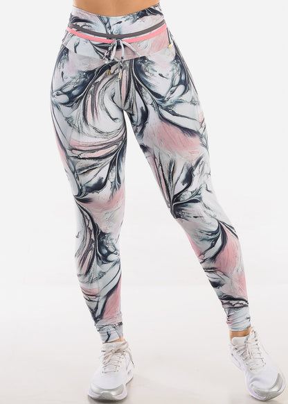 MADE IN BRAZIL Butt Lift Scrunch Leggings Marble Rose