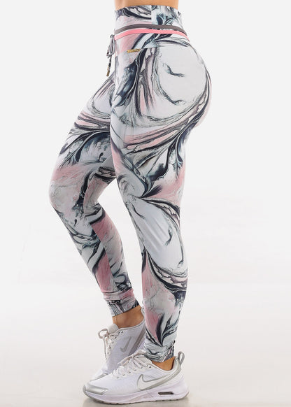 MADE IN BRAZIL Butt Lift Scrunch Leggings Marble Rose